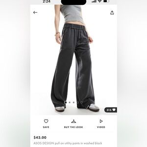 NEW ASOS pull on wide leg pants gray Women’s size 12